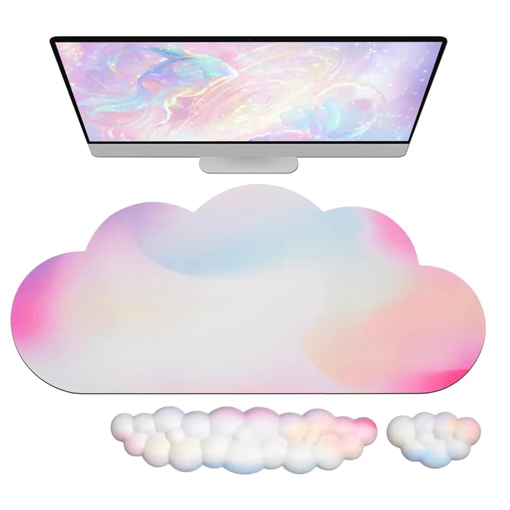 Set di tappetini da polso per tastiera Cloud e tappetino da polso per mouse Cloud Set ergonomico per scrivania del computer Supporto per il polso Tappetino per mouse Tappetino da scrivania arcobaleno