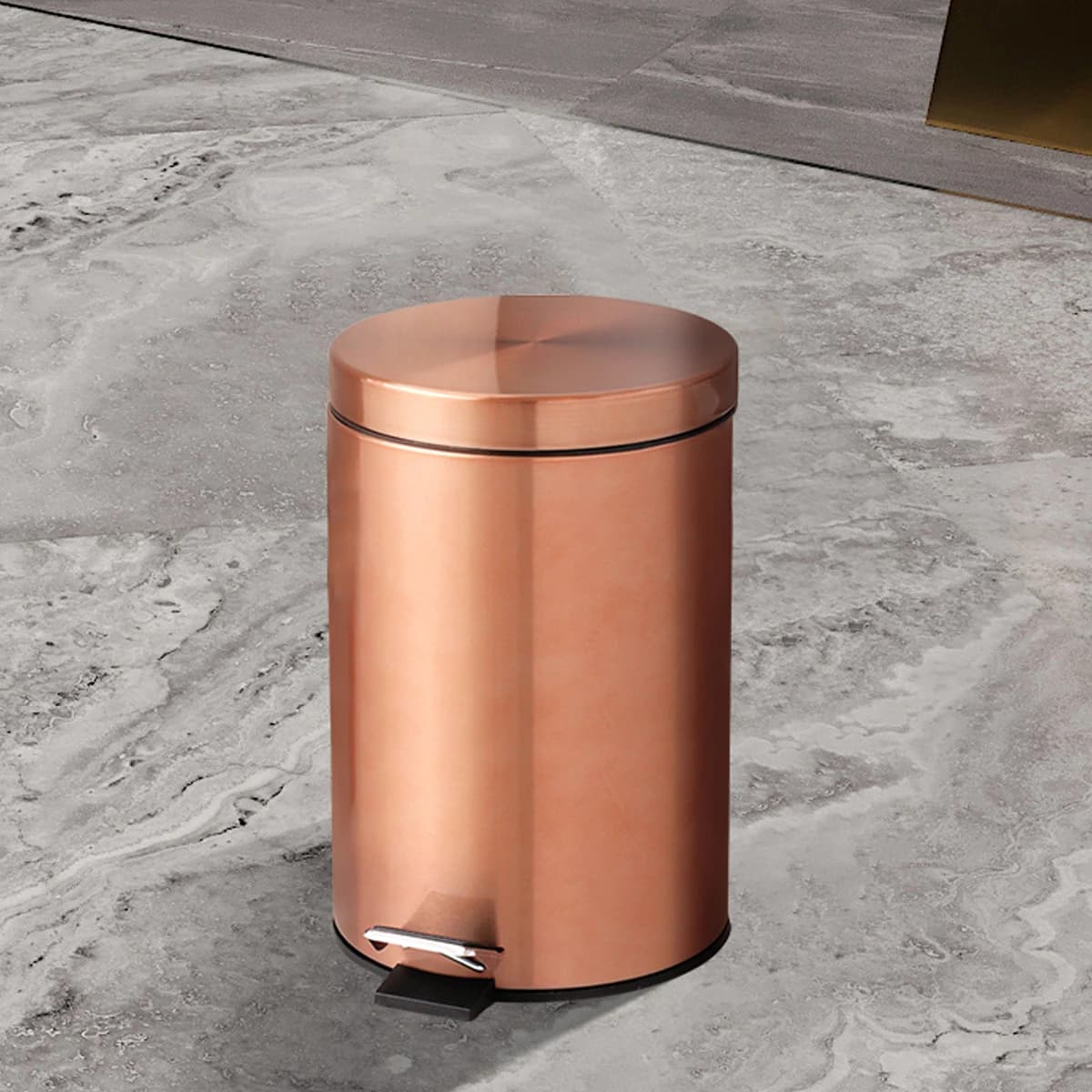 Decorazioni natalizie Mini cestino per rifiuti rotondo in metallo da 3 litri in oro rosa, cestino per rifiuti, contenitore per rifiuti, per cucina, bagno, casa