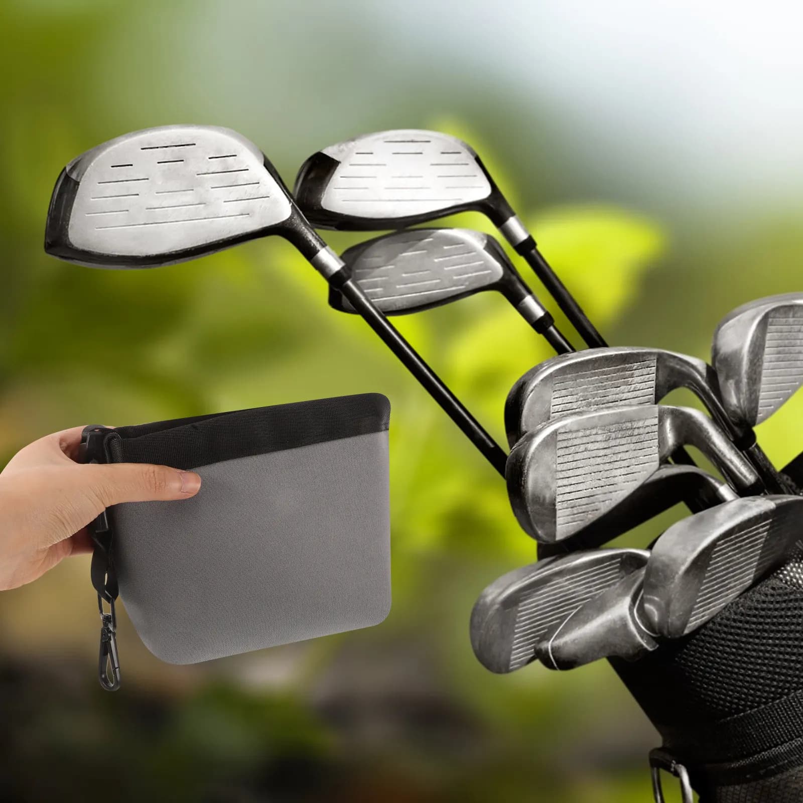 Borsa Portatile Staccabile per la Pulizia delle Mazze da Golf, Fodera in Tessuto Facile da Pulire, Sacchetto Multiuso per la Pulizia delle Palline da Golf, Accessorio Sportivo per Esterni