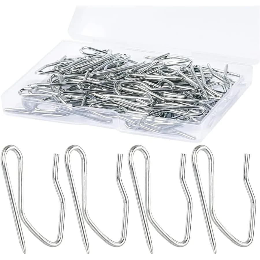 Ganci per tende da 1,2 pollici 58 pezzi Perno e gancio per tendaggi in metallo per tende da doccia per porte e finestre Argento Bianco