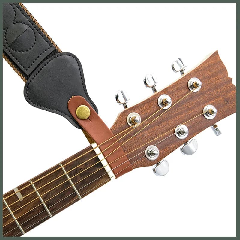 Clip di Bloccaggio Antiscivolo in Pelle per Tracolla Chitarra, Ukulele, Basso, Chitarra Acustica ed Elettrica - Accessorio per Tracolla