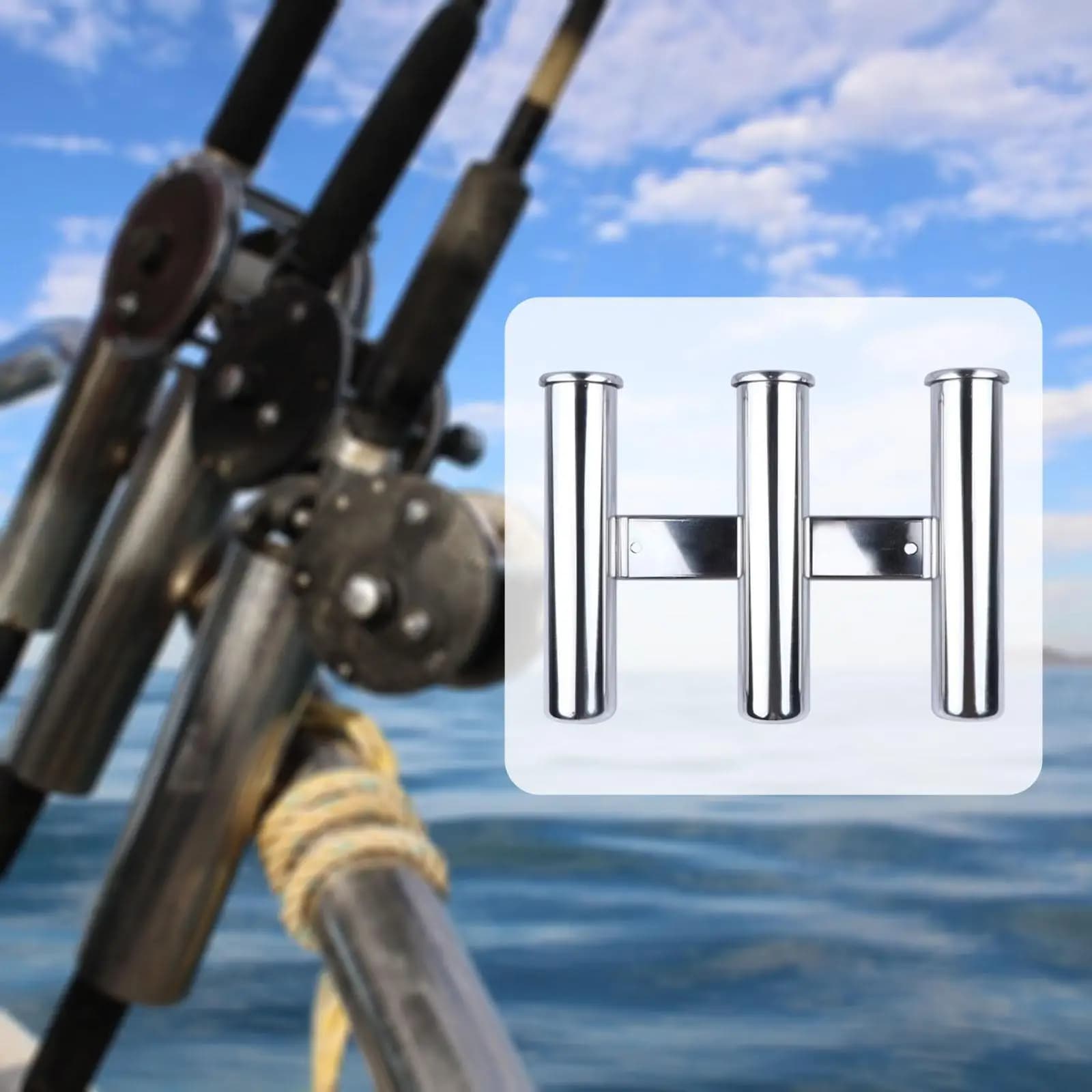 Vertical Stainless Steel Fishing Pole Holder Reinforced Boat Mount Marine Rod Stand for Vessel Fishing
