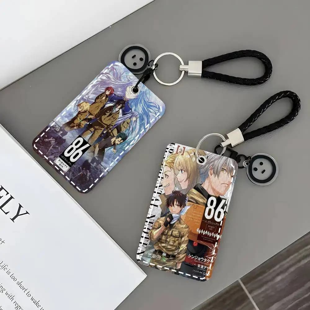 Portachiavi Light Novel 86- Eighty Six, custodia per carte, porta badge, anello portachiavi in pelle, porta tessere d'accesso