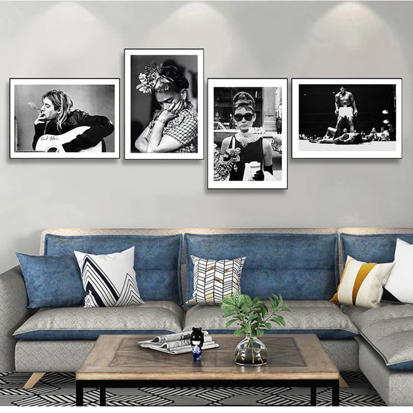 For Living Room Modern Decorative Prins Famous Person Photography Movie Star Canvas Painting Black White Wall Art Picture