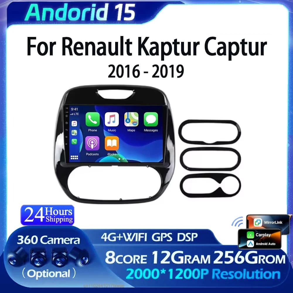 Carplay Auto Android 16 Car Radio For Renault Kaptur Captur 2016 2017 2018 2019 Multimedia Player Stereo Navigation GPS