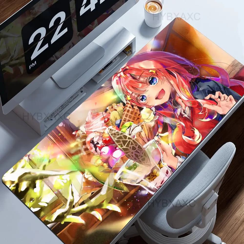 N-Nakano-Itsuki Anime Mouse Pad Gaming Desk Mat Non-Slip Rubber Lock Edge Keyboard Pad Laptop Gamer Accessories HYBXAXC