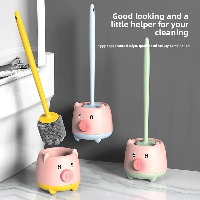 Scopino per WC a parete Spazzola per pulizia WC con maialino carino per uso domestico Nessuna punzonatura Scopino per WC a parete Accessori per il bagno