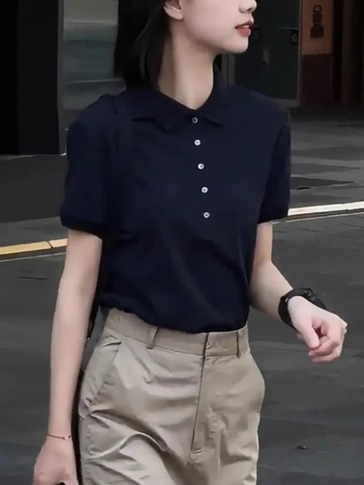 Elegant Neck T-Shirt Women's Comfortable Fashionable Summer Casual Versatile Head over Shoulder Style Silk Upper Body