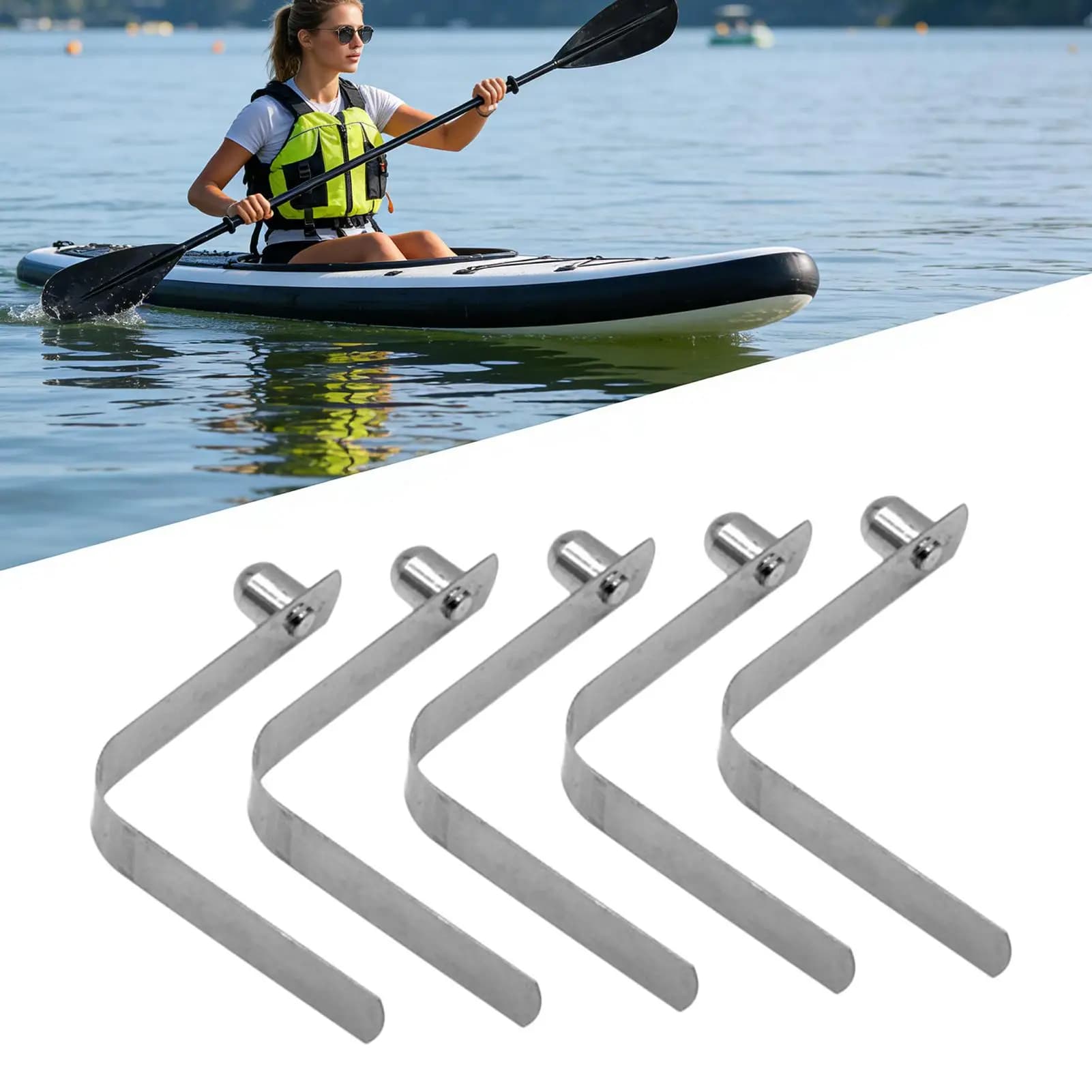 Clip a paletta a V da 5 pezzi, per pali da tenda, campeggio, kayak, tendalino, tenda da sole, tubi per barche