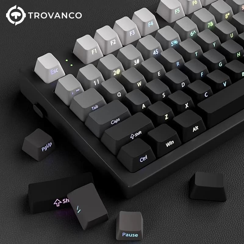 130 tasti Copritasti sfumati Profilo OEM PBT stampato lateralmente a doppio scatto per interruttori MX Copritasti tastiera da gioco