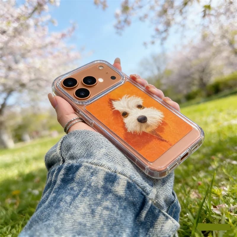 Custodia Morbida a Forma di Cane per Apple iPhone 17 Pro Max, Cover Trasparente Spray per iPhone 17e 16 15 14, Custodia Posteriore