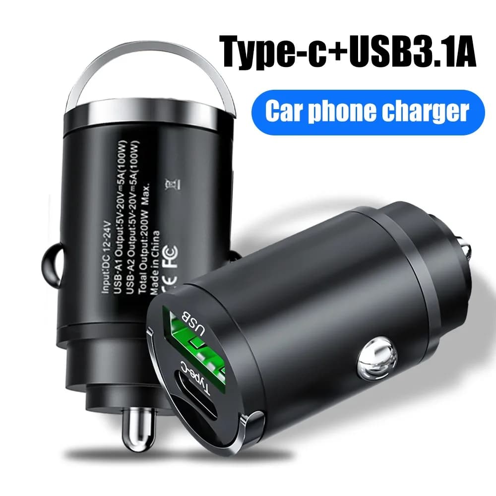 100 W USB Car Charger Type C QC3.0 Car Charger PD Car Charger Adapter for Fast Charging Auto Phone Charger for Samsung Xiaomi iPhone