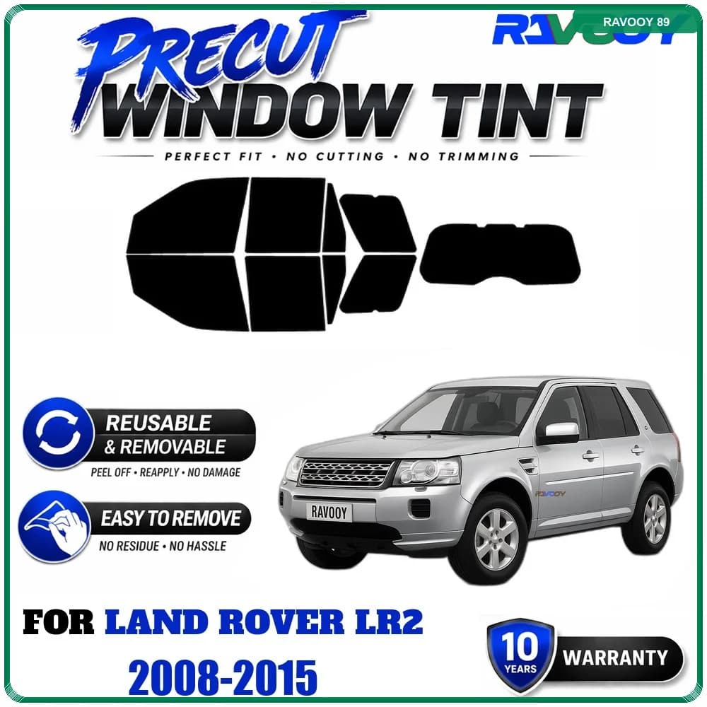 RAVOOY Precut Window Tint, Reusable Removable EPU Film, Custom Fit for Land Rover LR2 2008-2015, UV Heat Protection