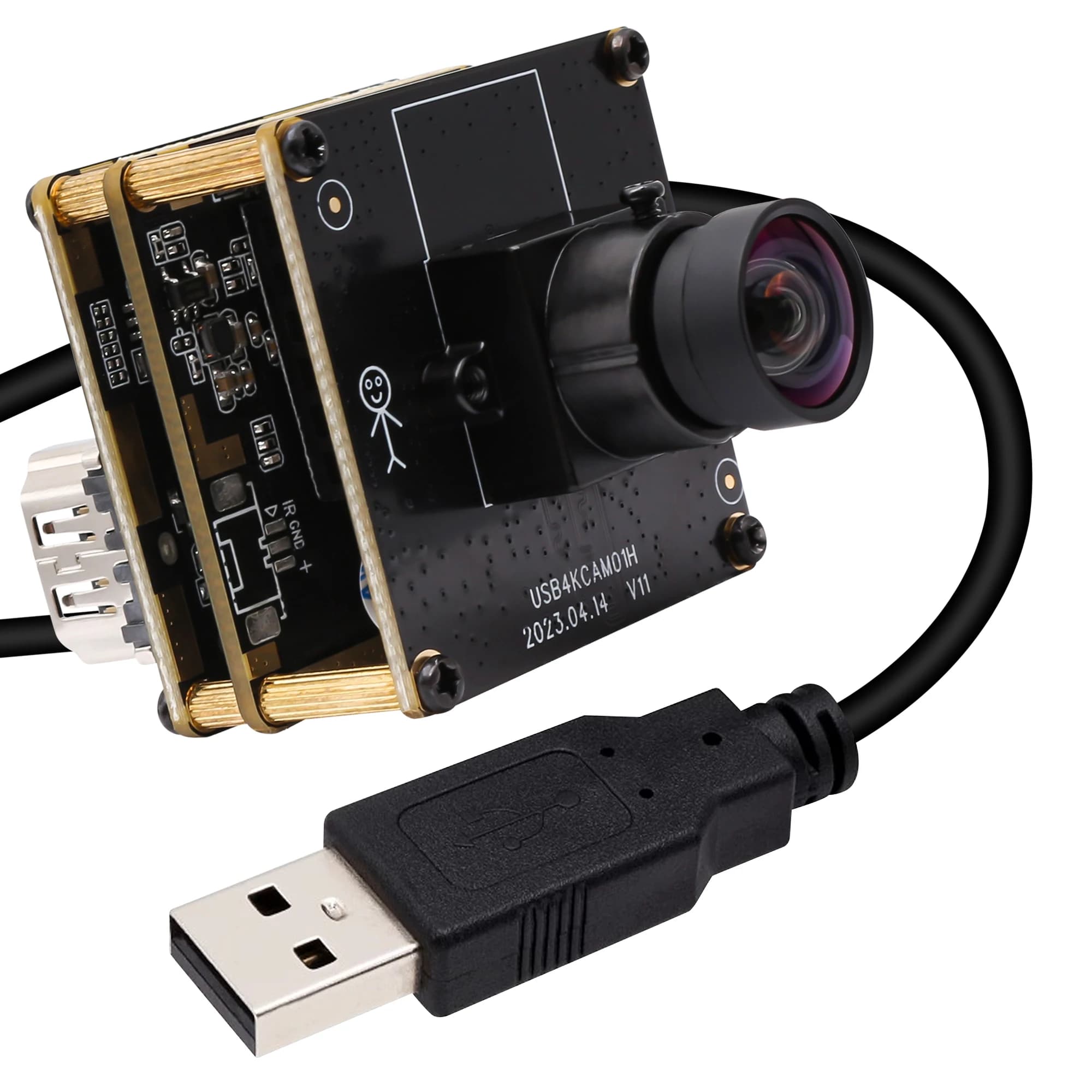 Modulo fotocamera USB ELP 4K HDMI grandangolare senza obiettivo distorsione IMX415 Mini fotocamera industriale 3840x2160P 30fps H264 H265 UVC Webcam