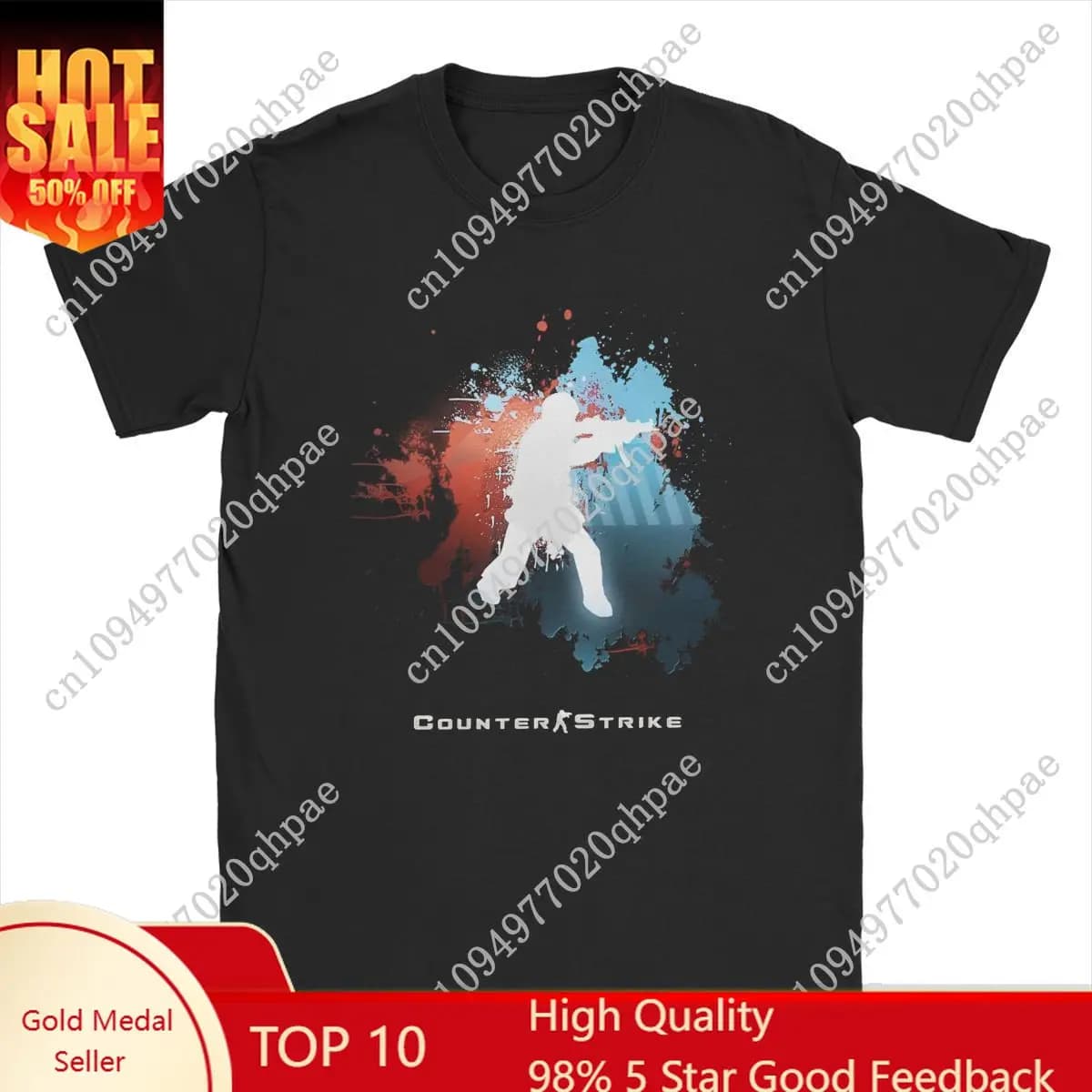 Counter-Strike 2 CS Go T-shirt da uomo 100% cotone T-shirt creative Girocollo Gioco di tiro T-shirt Manica corta Top Idea regalo