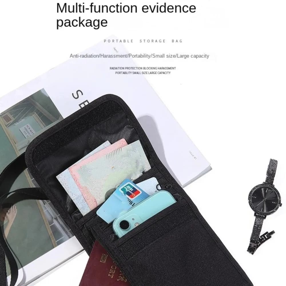 Accessori da Viaggio: Portafoglio da Viaggio, Marsupio da Collo in Nylon Nero e Kaki, Porta Biglietti, Custodia Protettiva per Passaporto