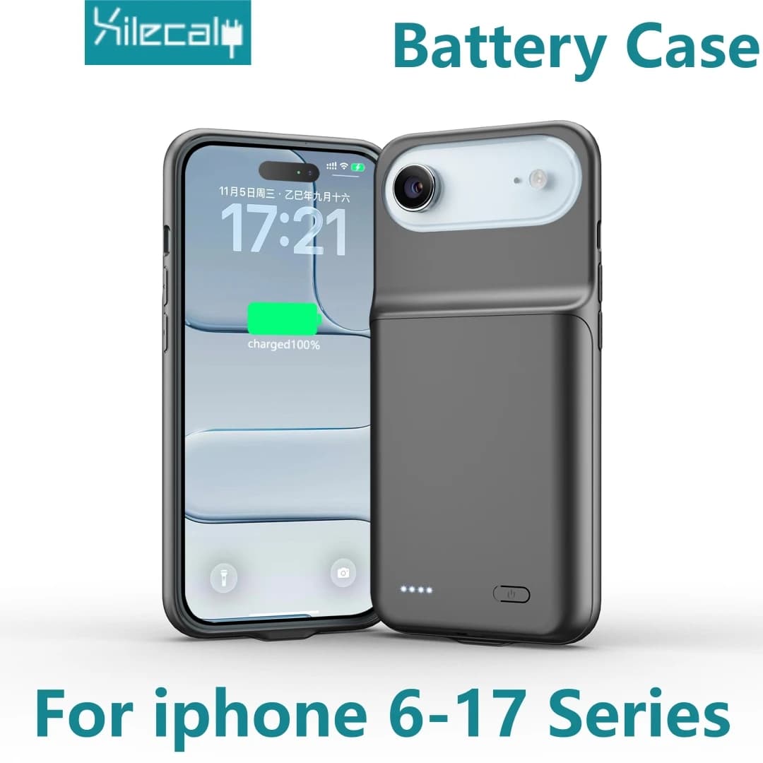 Xilecaly Custodia Batteria Portatile per iPhone 17 16 Pro Max 15 Pro 13 14 12 mini, Custodia di Ricarica con Batteria Esterna per iPhone 7 8 6s SE 2 3