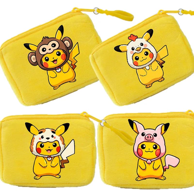 Zodiac Sign Kawaii Pikachu Plush Wallet Student Portable Travel Coin Purse Storage Small Package Exquisite Creativity Bag Gift
