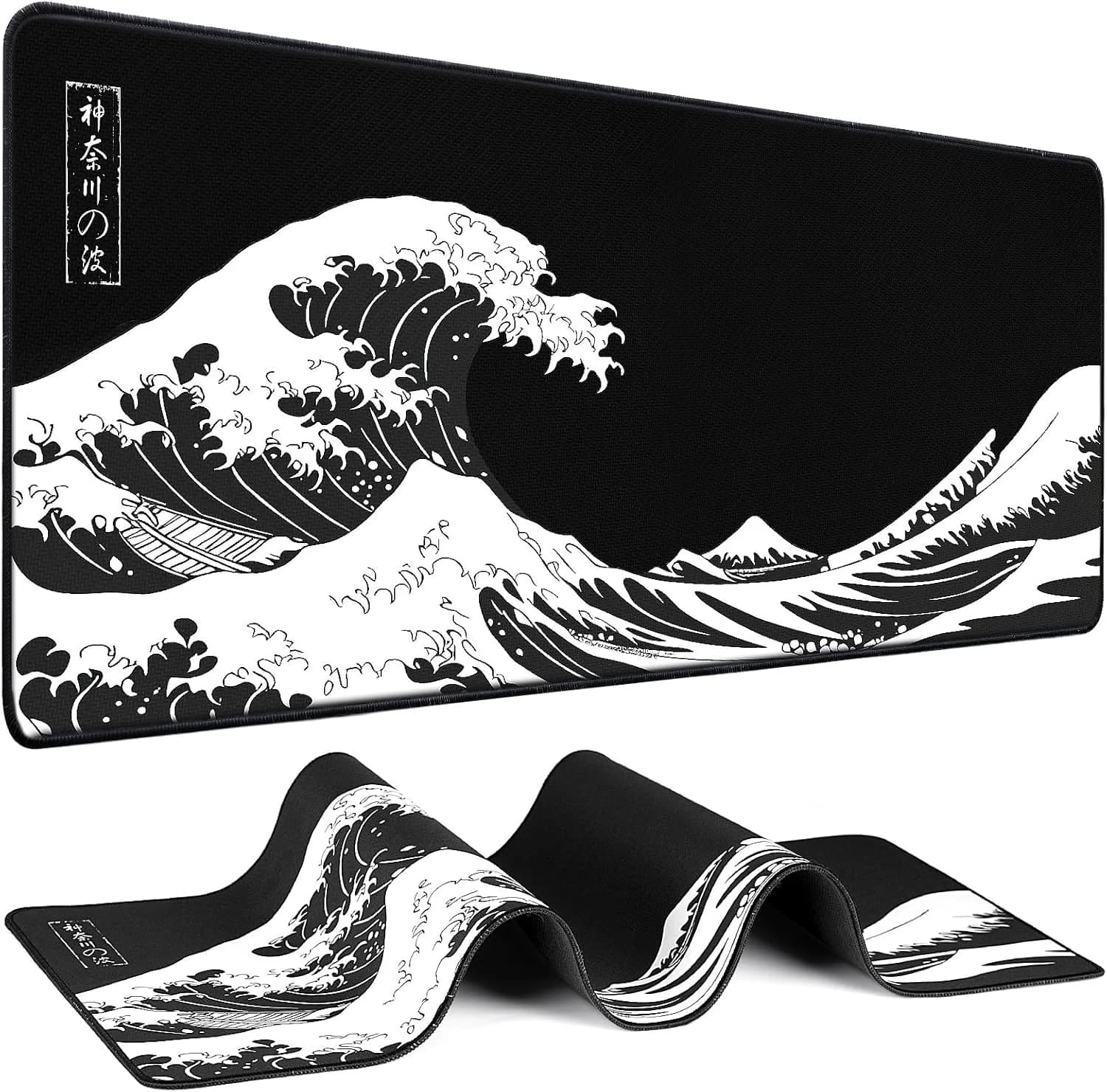 Japanese Kanagawa Wave Mouse Pad - Large Tactical Gaming Esports User Rubber Desk Mat Anti-Slip Surface for Keyboard & PC
