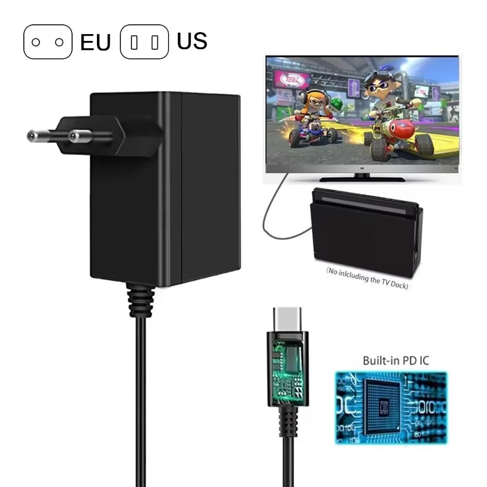 Caricatore adattatore CA con spina UE/USA per Nintendo Switch/caricatore da muro con alimentatore USB tipo C OLED per accessori Portal PS5