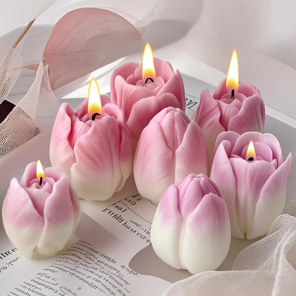 Stampo in Silicone a Forma di Tulipano per Fiori Fai-da-Te, Candele Profumate, Stampi per Gesso e Resina, Utensile per Biscotti, Cioccolato e Dolci Fatti in Casa