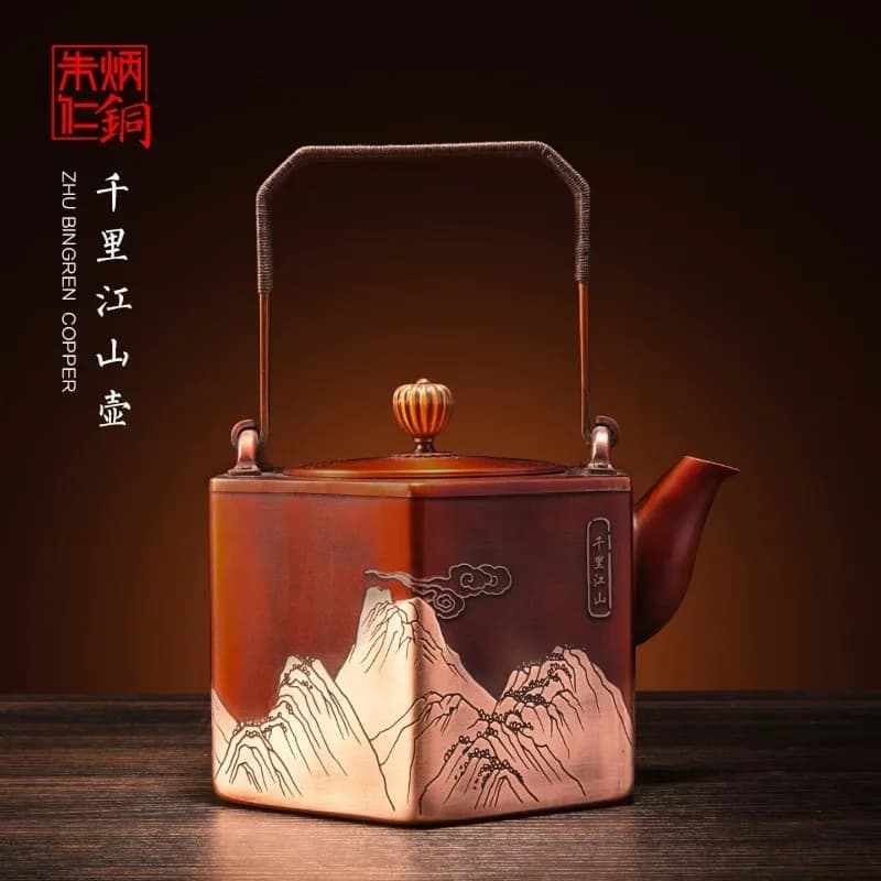 Zhu Bingren Copper Teapot Handmade Antibacterial Purple Copper Water Kettle For Electric Ceramic Stove Tea Gift