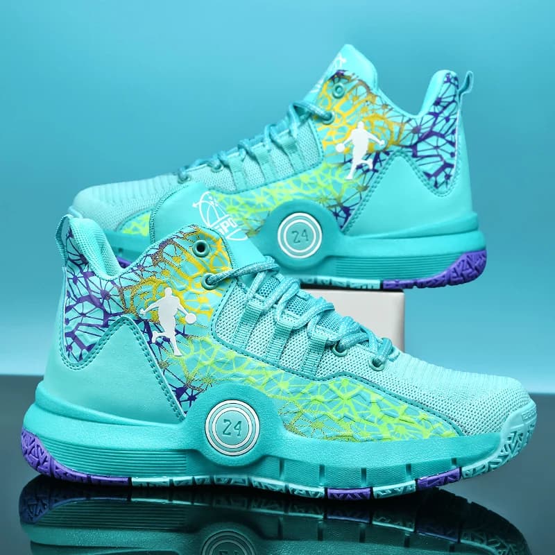 Scarpe da Basket per Ragazzi con Supporto alla Caviglia, Suola in Gomma Traspirante Antiscivolo, Sneakers Sportive Leggere