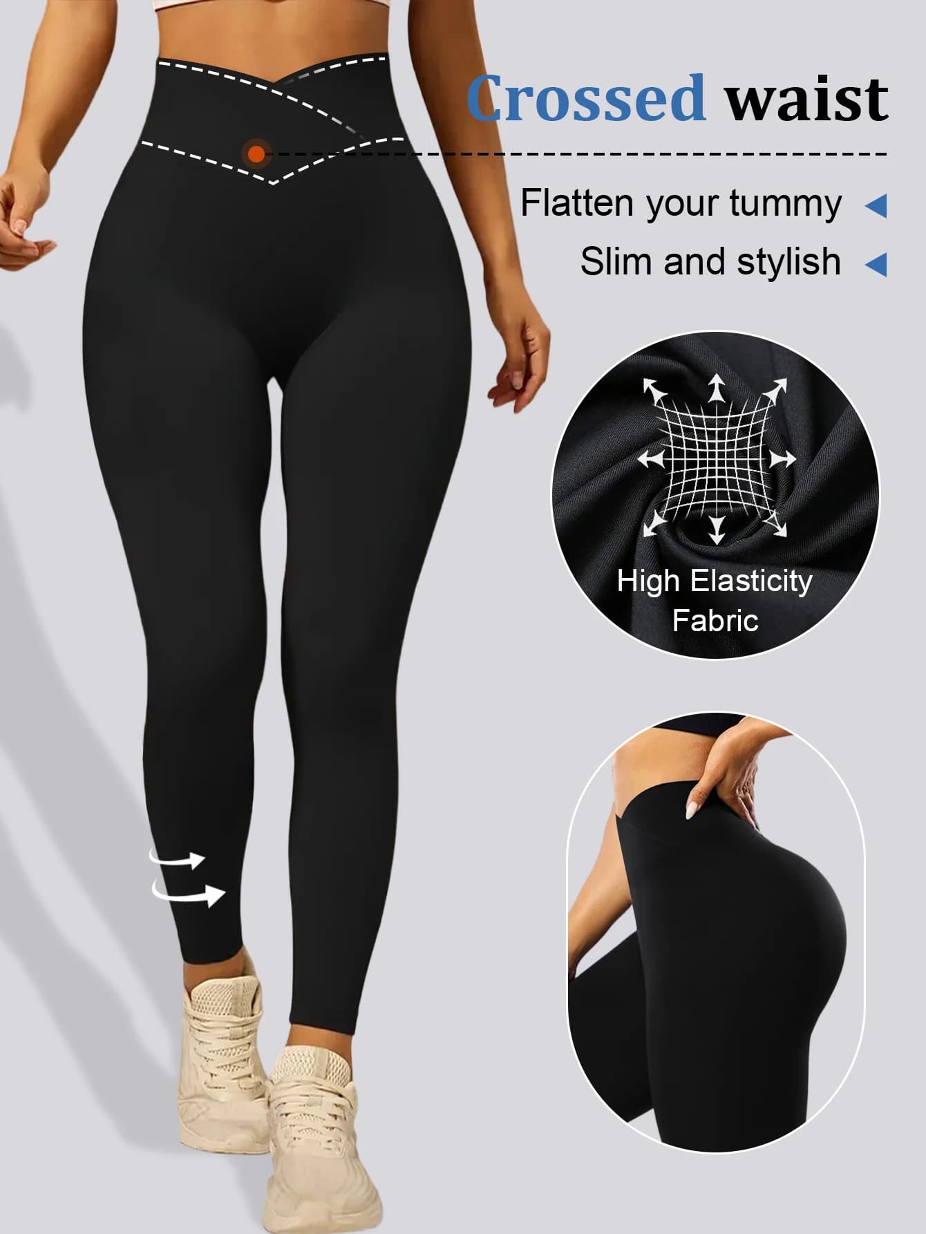 Leggings a vita incrociata da donna, modellanti e contenitivi, per yoga, corsa, ciclismo e uso quotidiano