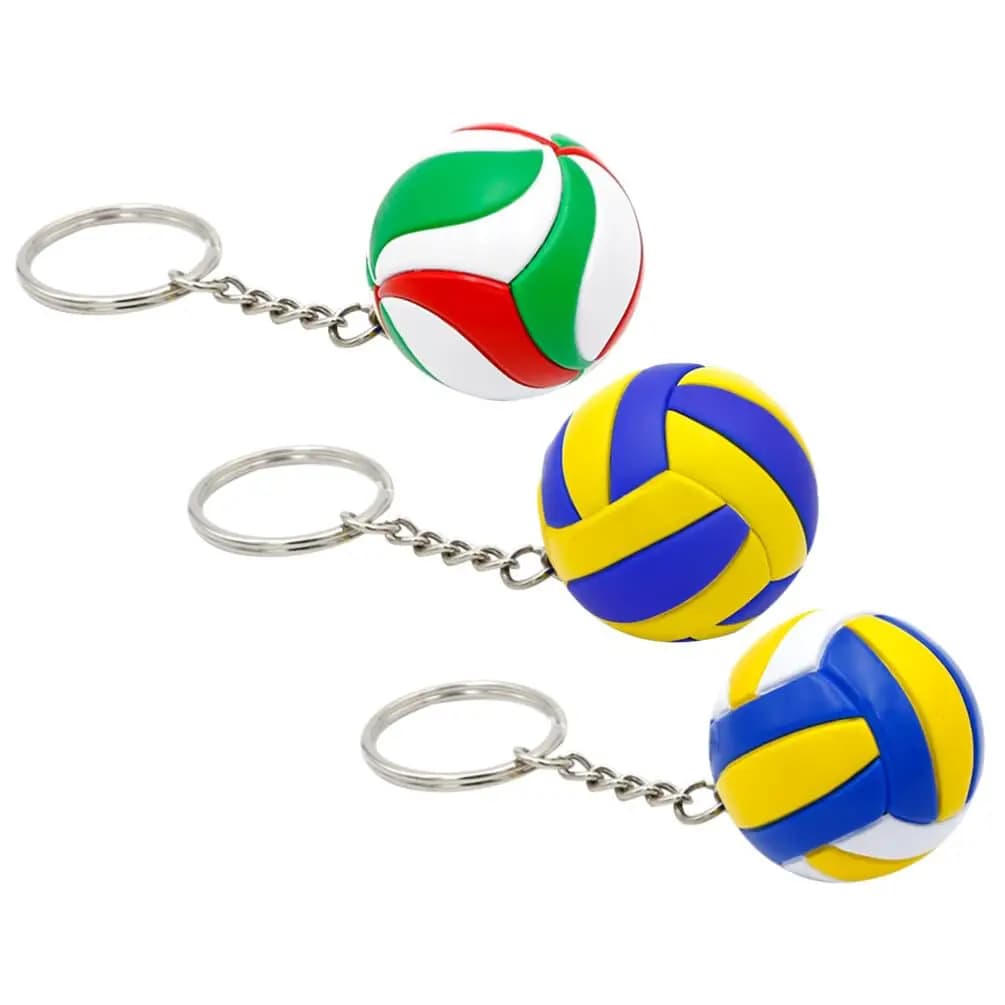 Portachiavi con ciondolo pallavolo in 3 pezzi, regali per feste commemorative sportive, accessori per mini borse multicolori.