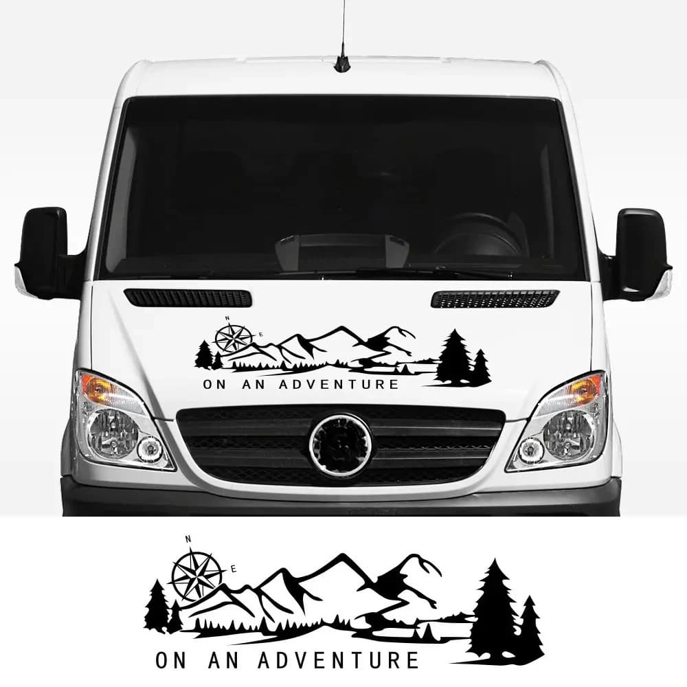 Adesivi per auto Camper Van Grafica Bussola di montagna Decalcomanie per decorazioni in vinile per Mercedes Benz Sprinter Accessori per decorazioni esterne per auto