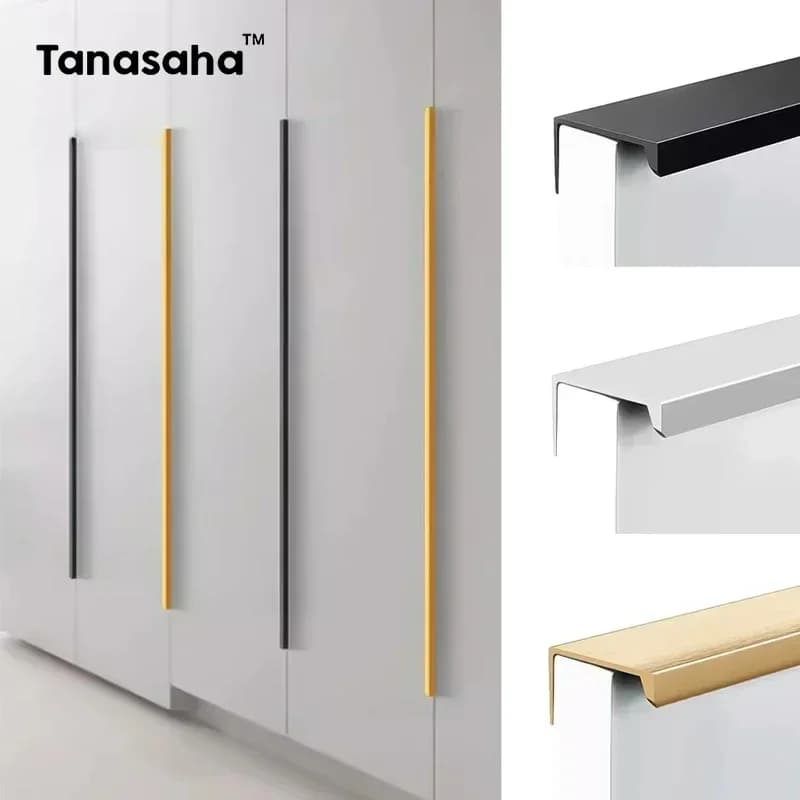 Maniglie per mobili nascoste Nero opaco Oro Argento Maniglia per armadio da cucina Maniglie per guardaroba Maniglie non perforate per armadi e cassetti