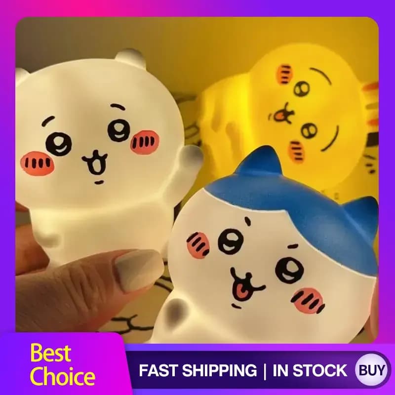 Anime Kawaii Luce notturna Camera da letto Decorazione desktop Hachiware Usagi Cartoon Vinile Doll Luce notturna Giocattolo luminoso Regali a sorpresa