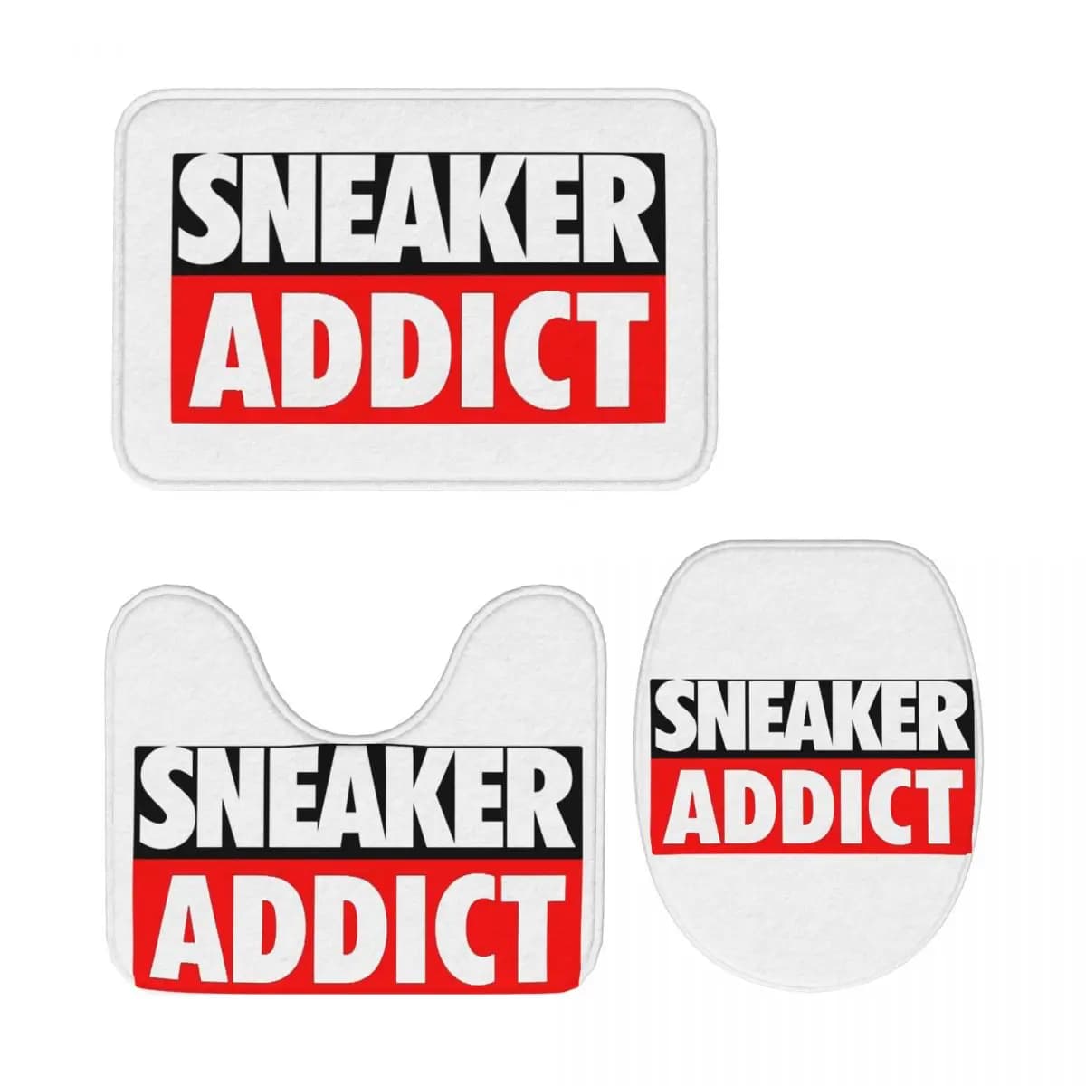 Sneaker Addict Box 3 pezzi Tappetino da bagno Set da bagno Copri coperchio WC Decorazioni per la casa Tappeto antiscivolo