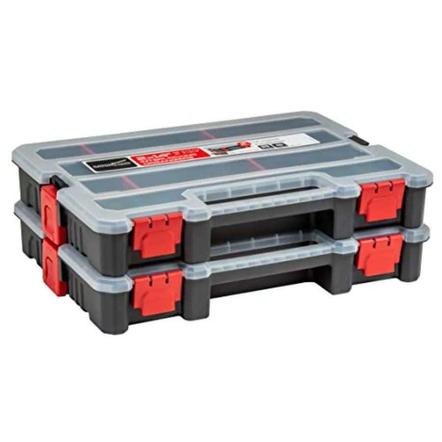 Set of 2 Organizers for Small Components, Boxes for Hardware with 20 Parts and Dividers for Screws, Dice and Bolts