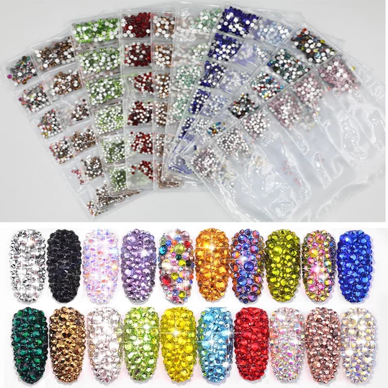 40 colori miscelano dimensioni cristallo AB vetro nail art strass cristalli glitter strass nail art strass per decorazioni nail art