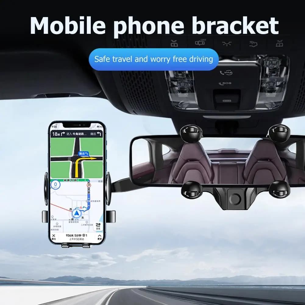 Supporto GPS Retrattile per Telefono da Specchietto Retrovisore Auto, Staffa per Registratore di Guida, Supporto Navigazione per Tutti i Telefoni e Tutte le Auto