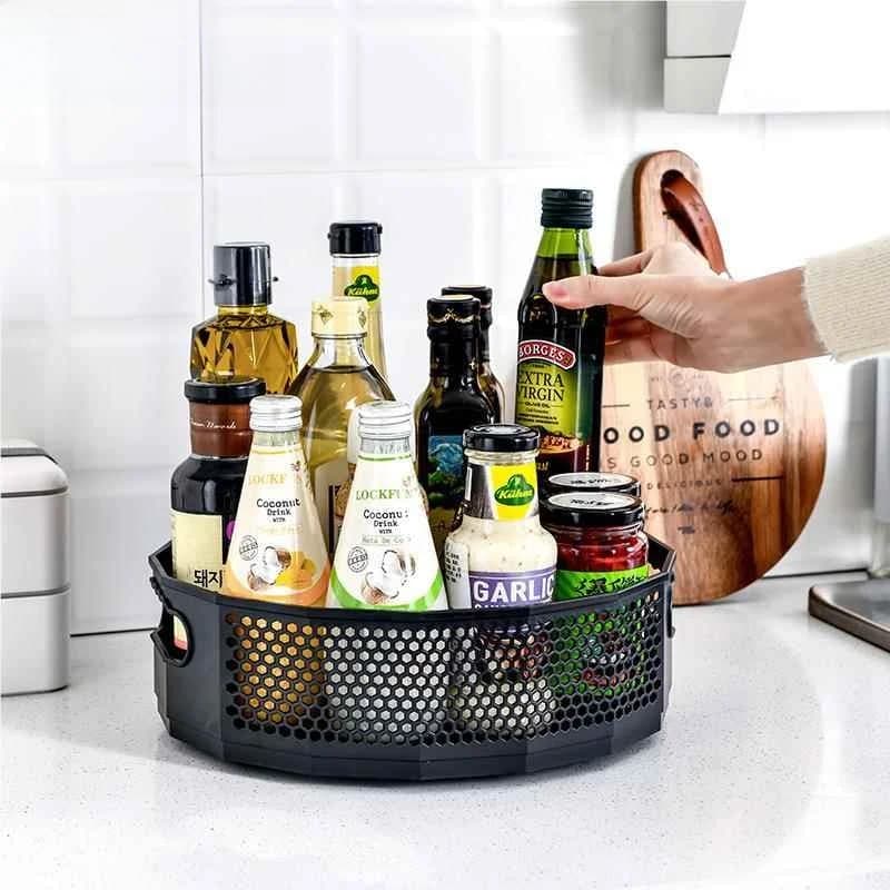 Organizer Multifunctional Swivel for Kitchen: Container for Oil, Salt, Soy Sauce, Aceto and Domestic Tools