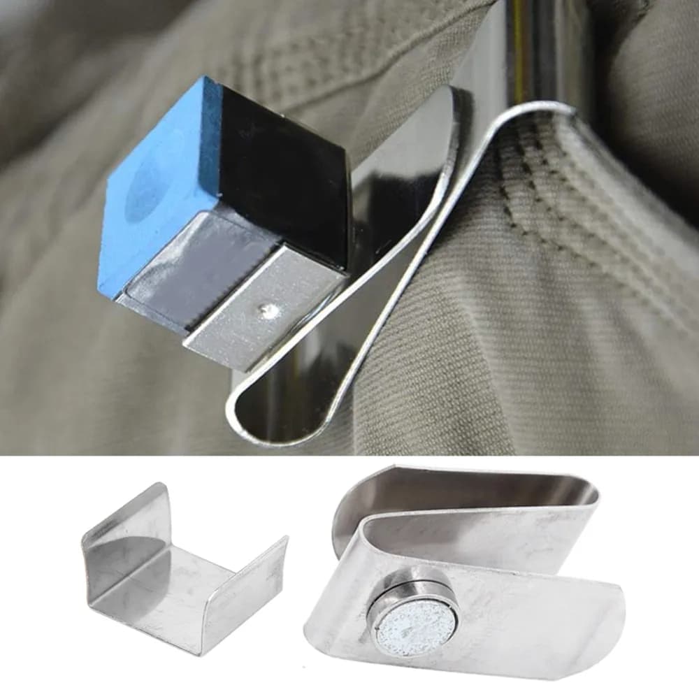 Porta Gesso Magnetico in Acciaio Inox, Clip Portatile per Gesso da Biliardo e Snooker, Accessorio per Punta Stecca