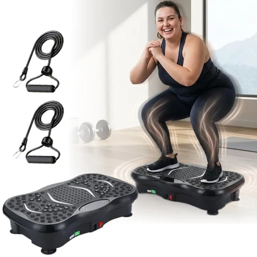 Pedana vibrante per fitness domestico in ABS+acciaio nero, con Bluetooth e display LED, per drenaggio linfatico e supporto per la perdita di peso