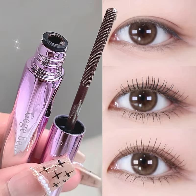 Silk Fiber Eyelash Mascara with Metal Head Extensions for long-lasting curled eyelashes 4D Elongating Eye Makeup Tool