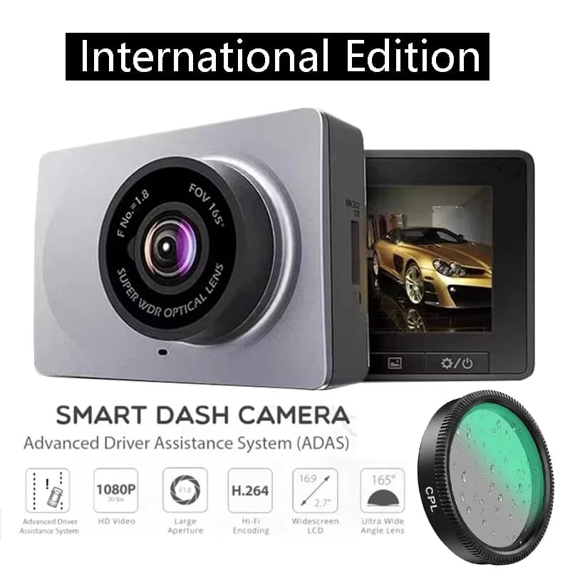 Xiao YI Smart Dash Cam for Auto with ADAS, Screen 2.7 Inch, Full HD 1080P, Night Vision, International Version in English