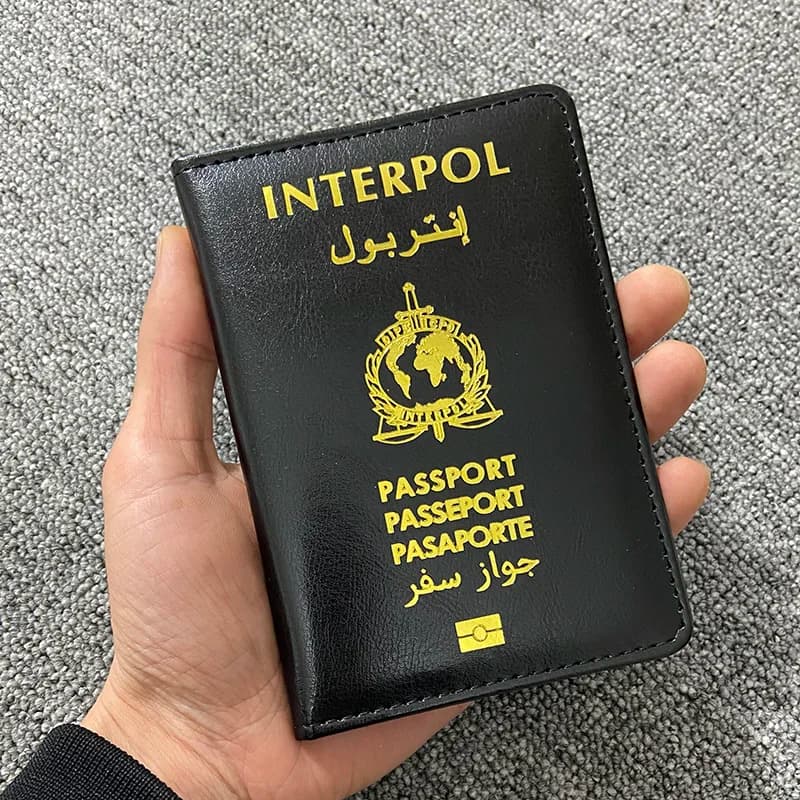 Nuovo design con logo Custodia per passaporto Interpol Porta passaporto della polizia internazionale Portafoglio da viaggio