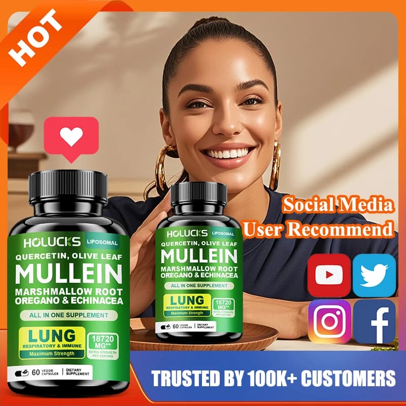 Mullein Leaf Extract Supplement, with Vitamin C, Support Expectorant, Soothes Airways & Reduces Irritation, Lung Health, Immune