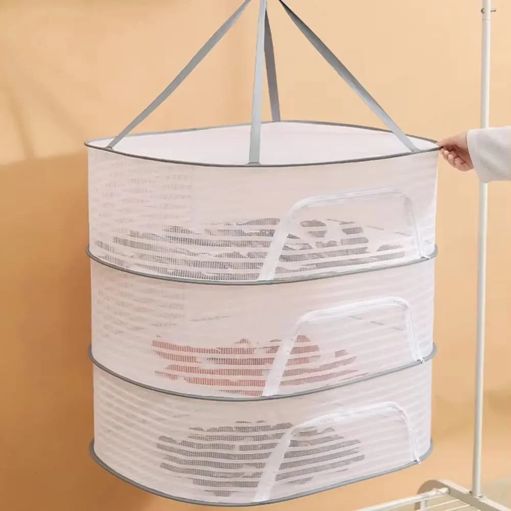 1/2/3 Layer Drying Fishing Net Portable Foldable Dried Vegetable Net Large Capacity Household Clothes Hanging Dryer