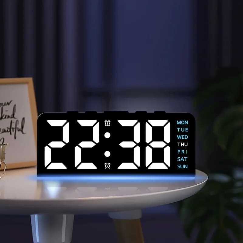 Digital LED watch with large display with alarm temperature backlight for night light of bedside table home office decoration