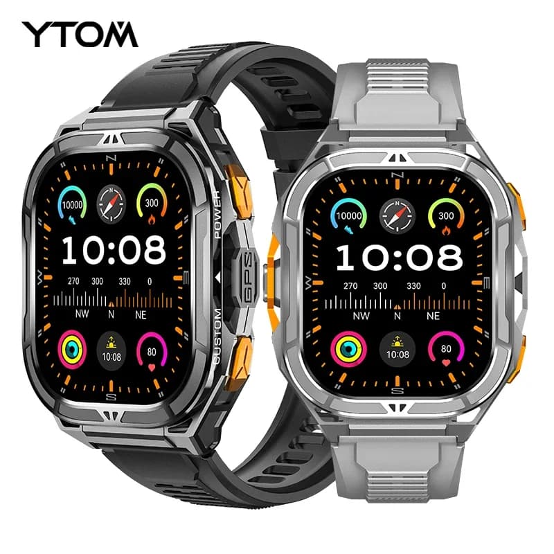 YTOM X5 Amoled 5ATM GPS SmartWatch waterproof for men DONNA BUILT Dual-band GNSS Military Sports Compass Smart watch PK T-Rex 3