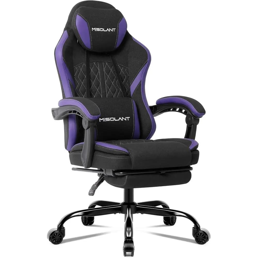 Sedia da Gaming Ergonomica con Schienale Alto per Adulti, con Poggiapiedi, Reclinazione Regolabile e Supporto Lombare