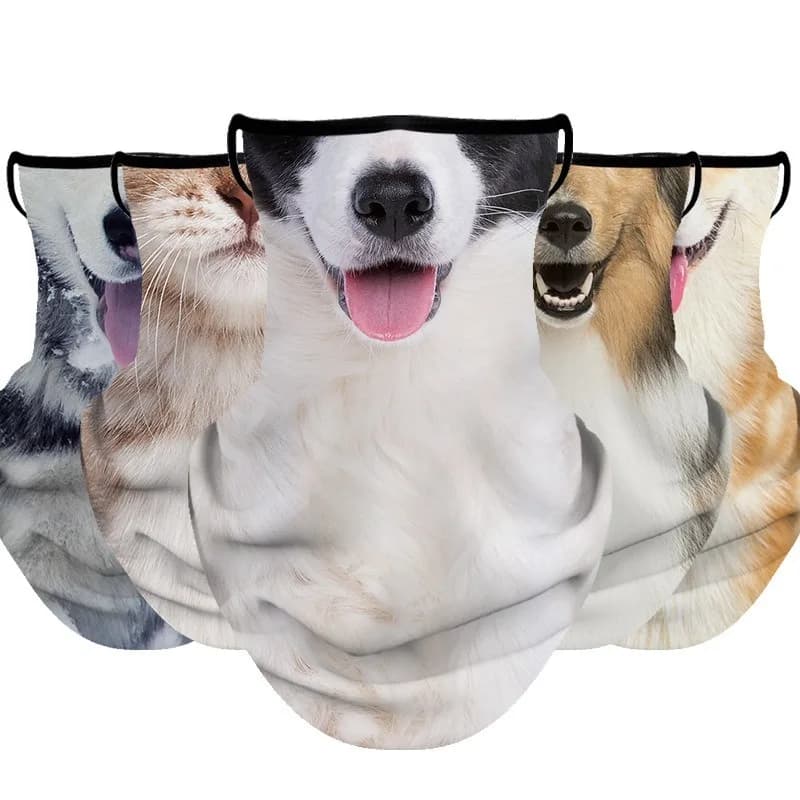 1 pz Balaclava 3D con motivo gatto/cane, in seta ghiaccio traspirante, per moto, ciclismo, corsa, maschera viso, bandana, sciarpa estiva