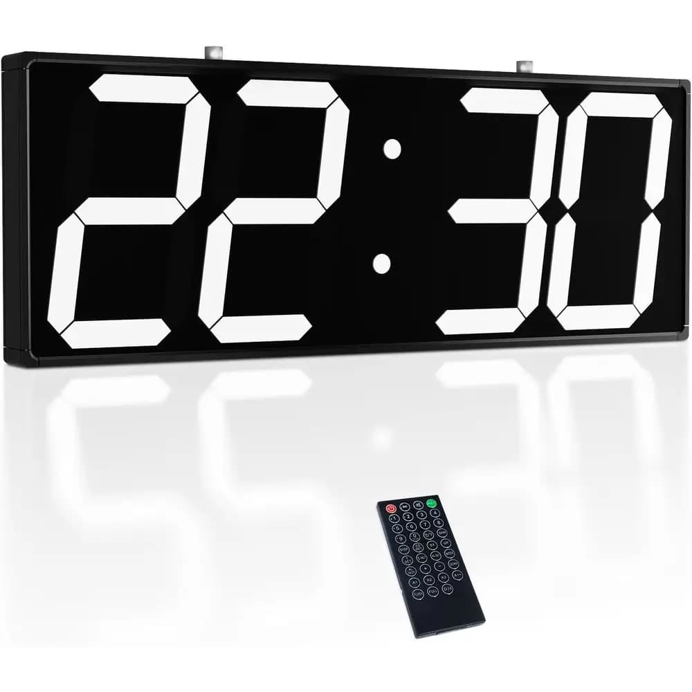 Orologio da Parete Digitale a Doppio Display con Timer, Sveglia, Temperatura e Data per Spazi Pubblici (Bianco)