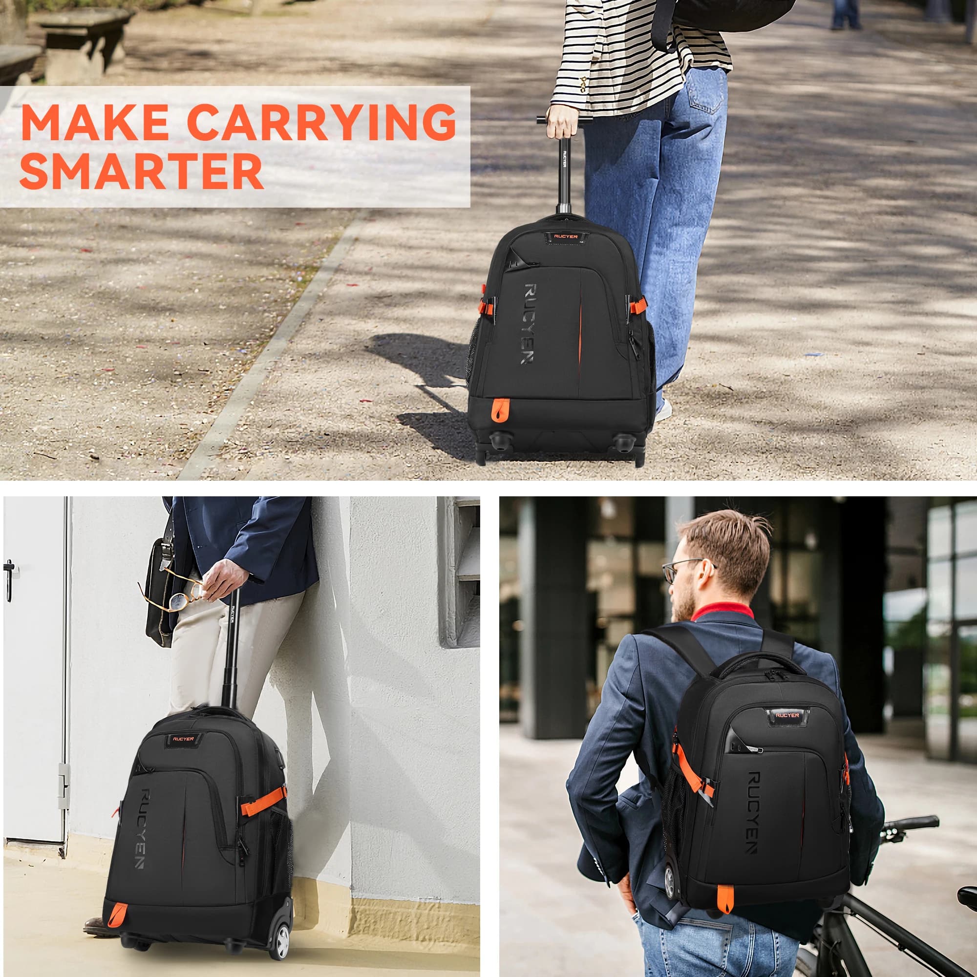 Zaino da viaggio Trolley da 20 pollici con ruote zaino da viaggio zaino da viaggio per Laptop borsa da imbarco Unisex impermeabile
